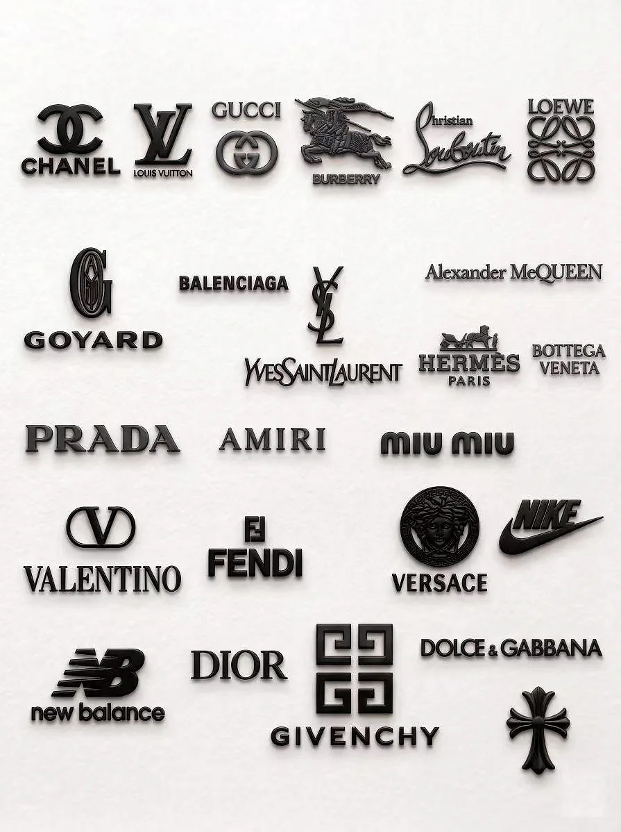 Luxury fashion brand wall